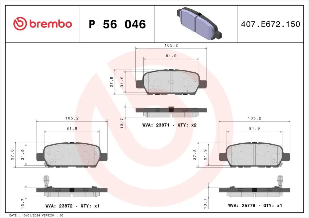 Schnäppchen BREMBO P 56 046 - Bremsbelagsatz, Scheibenbremse - PRIME LINE