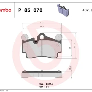BREMBO P 85 070 - Bremsbelagsatz, Scheibenbremse - PRIME LINE Abverkauf