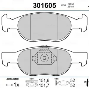VALEO 301605 - Bremsbelagsatz, Scheibenbremse - FIRST Heißes Angebot