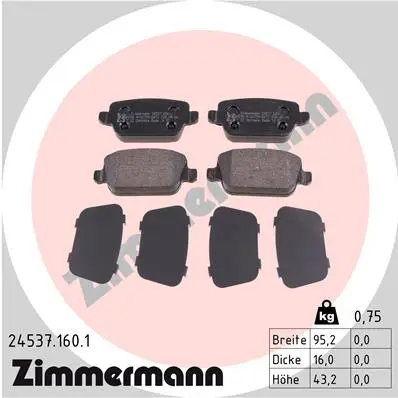 Direkt Vom Hersteller ZIMMERMANN 24537.160.1 - Bremsbelagsatz, Scheibenbremse