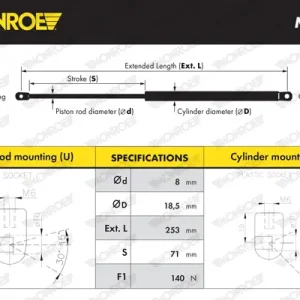 MONROE ML6374 - Gasfeder, Klapptisch - MONROE MaxLift Begrenztes Angebot