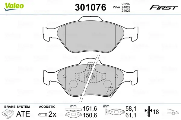 VALEO 301076 - Bremsbelagsatz, Scheibenbremse - FIRST Schnäppchen