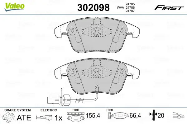 Wochenendangebot VALEO 302098 - Bremsbelagsatz, Scheibenbremse - FIRST