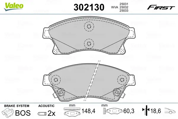 VALEO 302130 - Bremsbelagsatz, Scheibenbremse - FIRST Geprüft