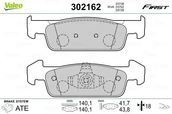 VALEO 302162 - Bremsbelagsatz, Scheibenbremse - FIRST Sonderaktion