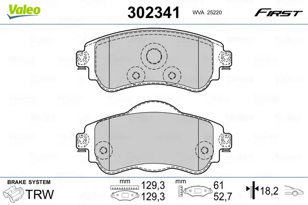 Markenprodukt VALEO 302341 - Bremsbelagsatz, Scheibenbremse - FIRST