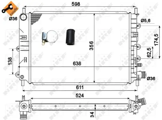 NRF 514436 - Kühler, Motorkühlung - EASY FIT Direkt Vom Hersteller