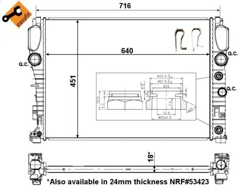 NRF 56076 - Kühler, Motorkühlung - EASY FIT Meistverkauft
