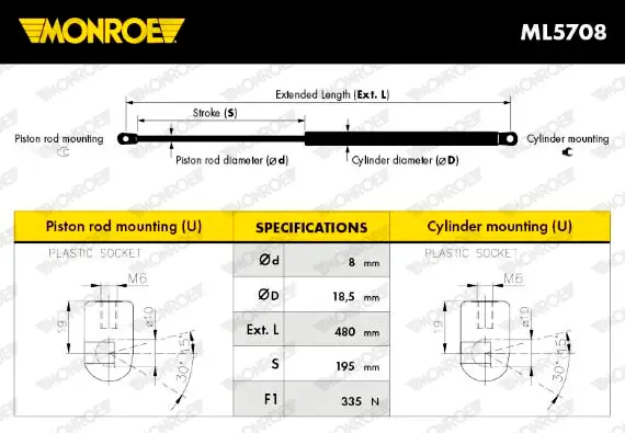 Online Kaufen MONROE ML5708 - Gasfeder, Koffer-/Laderaum - MONROE MaxLift