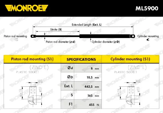 MONROE ML5900 - Gasfeder, Koffer-/Laderaum - MONROE MaxLift Aktuell