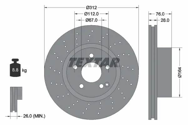 Zertifiziert TEXTAR 92099305 - Bremsscheibe - PRO+