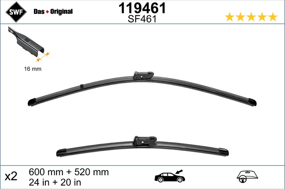 SWF SF461 Scheibenwischer 119461 - DAS ORIGINAL SET600mm / 520mm Solange Der Vorrat Reicht