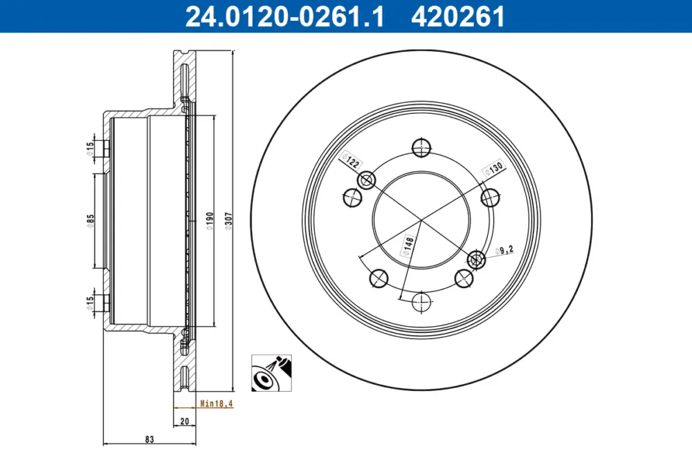 Günstig ATE 24.0120-0261.1 - Bremsscheibe