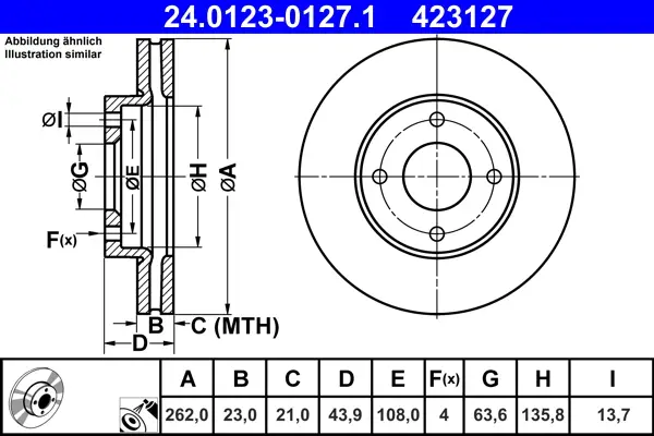 Top-Preis ATE 24.0123-0127.1 - Bremsscheibe