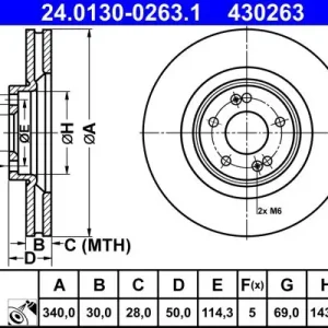 ATE 24.0130-0263.1 - Bremsscheibe Garantierte Lieferung