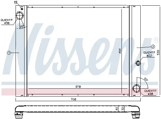 NISSENS 64325 - Kühler, Motorkühlung - ** FIRST FIT ** Super-Preis