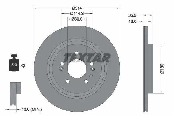 Markenprodukt TEXTAR 92347503 - Bremsscheibe - PRO
