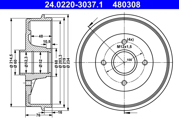 Sale ATE 24.0220-3037.1 - Bremstrommel