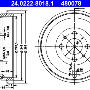 ATE 24.0222-8018.1 - Bremstrommel Geprüft