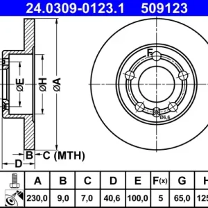 ATE 24.0309-0123.1 - Bremsscheibe - PowerDisc Schnäppchen