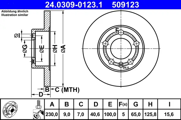 ATE 24.0309-0123.1 - Bremsscheibe - PowerDisc Schnäppchen
