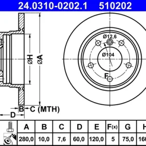 ATE 24.0310-0202.1 - Bremsscheibe - PowerDisc Meistverkauft