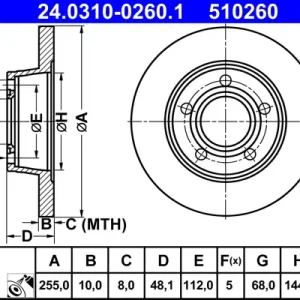 Sichere Zahlung ATE 24.0310-0260.1 - Bremsscheibe - PowerDisc
