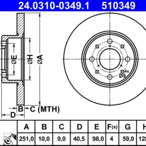 ATE 24.0310-0349.1 - Bremsscheibe - PowerDisc Sale