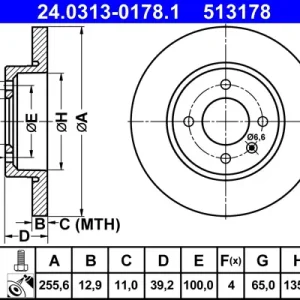 ATE 24.0313-0178.1 - Bremsscheibe - PowerDisc Jetzt Kaufen