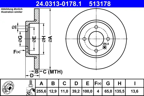 ATE 24.0313-0178.1 - Bremsscheibe - PowerDisc Jetzt Kaufen