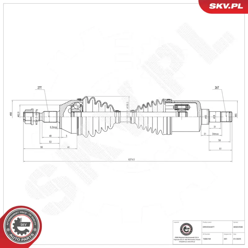 Mega-Angebot ESEN SKV 40SKV030 - Antriebswelle