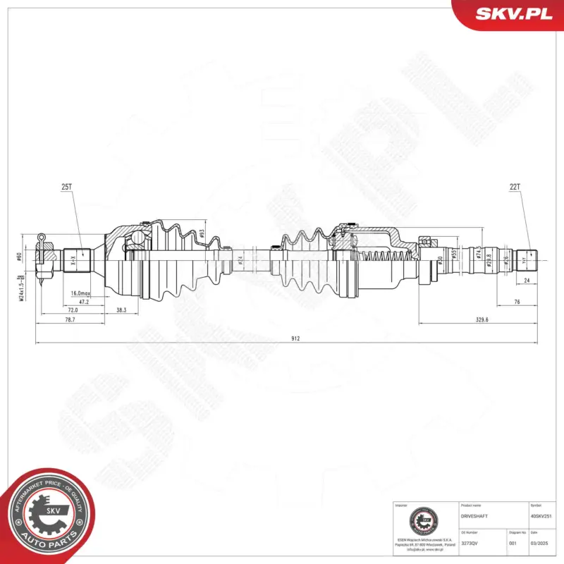 ESEN SKV 40SKV251 - Antriebswelle Neuheit