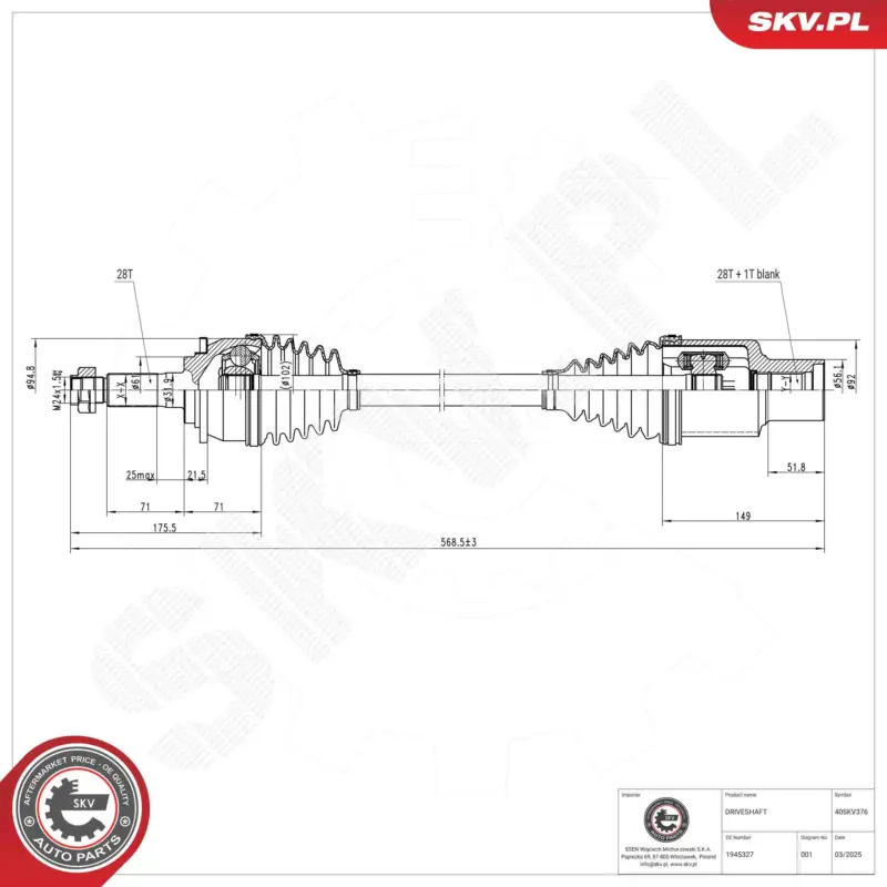 Sonderangebot ESEN SKV 40SKV376 - Antriebswelle