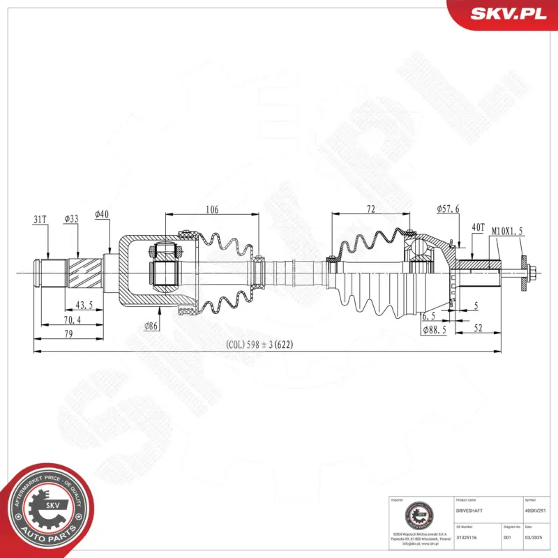 ESEN SKV 40SKV291 - Antriebswelle Saisonangebot