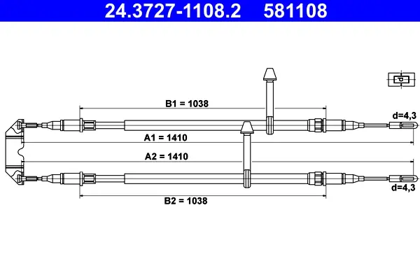 Bestseller ATE 24.3727-1108.2 - Seilzug, Feststellbremse