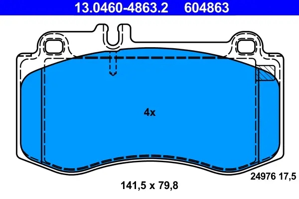 Letzte Chance ATE 13.0460-4863.2 - Bremsbelagsatz, Scheibenbremse