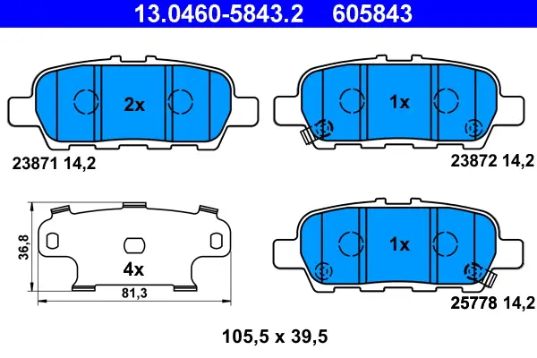 Neuheit ATE 13.0460-5843.2 - Bremsbelagsatz, Scheibenbremse
