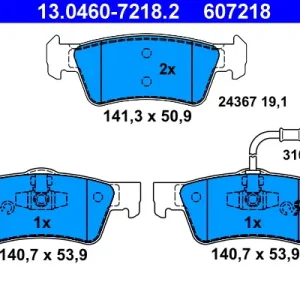 Wochenendangebot ATE 13.0460-7218.2 - Bremsbelagsatz, Scheibenbremse
