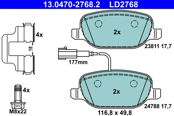 Preiswert ATE 13.0470-2768.2 - Bremsbelagsatz, Scheibenbremse - ATE Ceramic