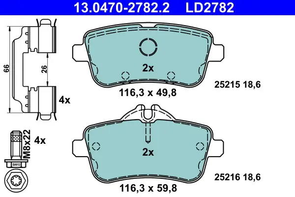 ATE 13.0470-2782.2 - Bremsbelagsatz, Scheibenbremse - ATE Ceramic Online Kaufen