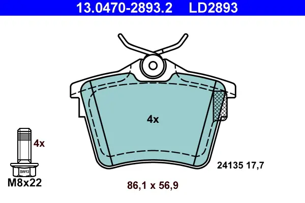 Rabatt ATE 13.0470-2893.2 - Bremsbelagsatz, Scheibenbremse - ATE Ceramic