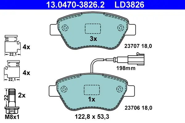 ATE 13.0470-3826.2 - Bremsbelagsatz, Scheibenbremse - ATE Ceramic Aktuell