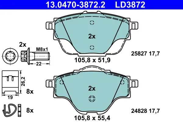 Kracherpreis ATE 13.0470-3872.2 - Bremsbelagsatz, Scheibenbremse - ATE Ceramic