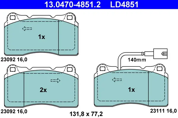 ATE 13.0470-4851.2 - Bremsbelagsatz, Scheibenbremse - ATE Ceramic Garantierte Lieferung