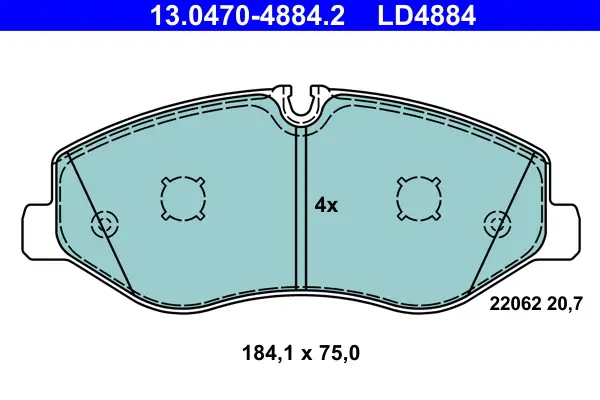 Neue Kollektion ATE 13.0470-4884.2 - Bremsbelagsatz, Scheibenbremse - ATE Ceramic