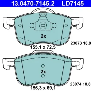 ATE 13.0470-7145.2 - Bremsbelagsatz, Scheibenbremse - ATE Ceramic Knallerangebot