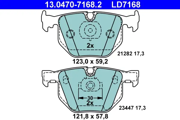 ATE 13.0470-7168.2 - Bremsbelagsatz, Scheibenbremse - ATE Ceramic Super-Preis