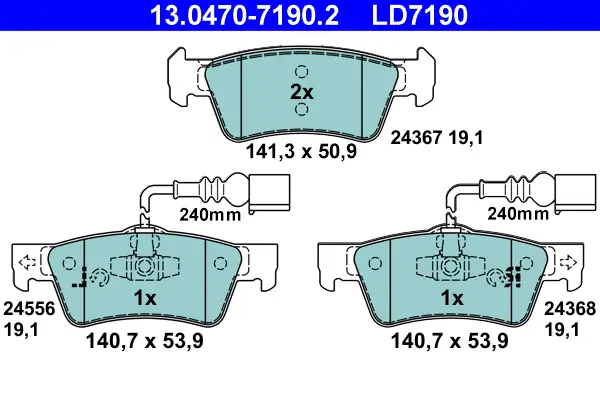 Schnäppchen ATE 13.0470-7190.2 - Bremsbelagsatz, Scheibenbremse - ATE Ceramic