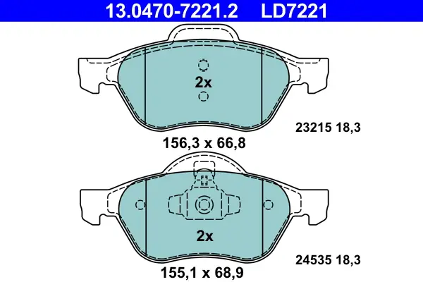 Beliebt ATE 13.0470-7221.2 - Bremsbelagsatz, Scheibenbremse - ATE Ceramic