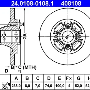 ATE 24.0108-0108.1 - Bremsscheibe Ausverkauf